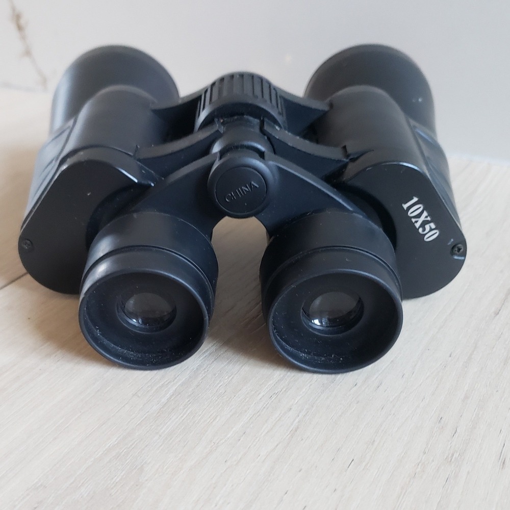 Brookstone Binoculars 10x50 Black Orange Lens High Contrast Optics